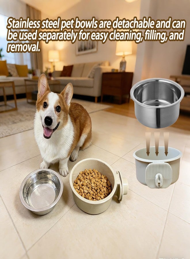 كاثسون أوعية طعام وماء للحيوانات الأليفة خفيفة الوزن من الفولاذ المقاوم للصدأ من كاثسون، وعاء قابل للإزالة للكلاب، وعاء معلق لتغذية الطعام والماء للحيوانات الأليفة، كوب قفص للجراء والقطط والأرانب والنموس والطيور وخنازير غينيا (قطعتان) - Image 3